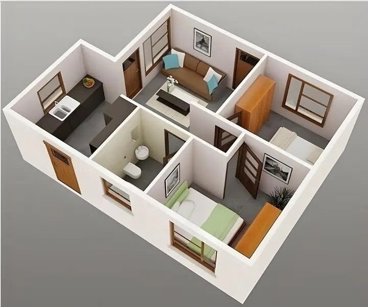 2 BHK Layout Floorplan